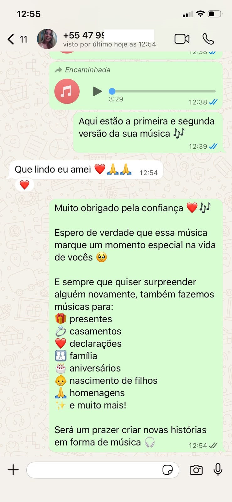 Mensagem real de cliente 3