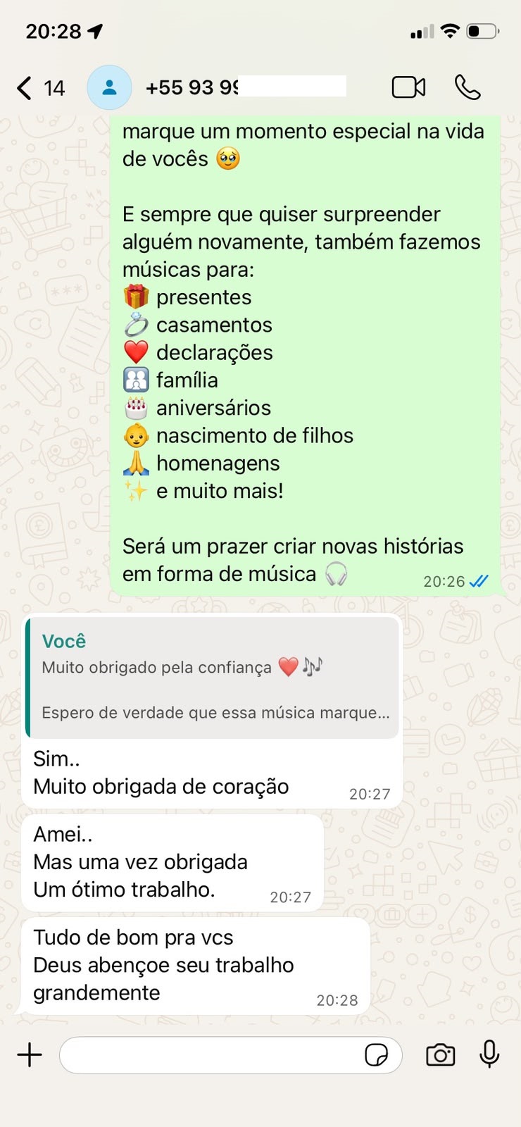 Mensagem real de cliente 4